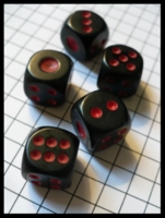 Dice : Dice - 6D Pipped - Eastern Style Black 5 with Red Pips Fat 1